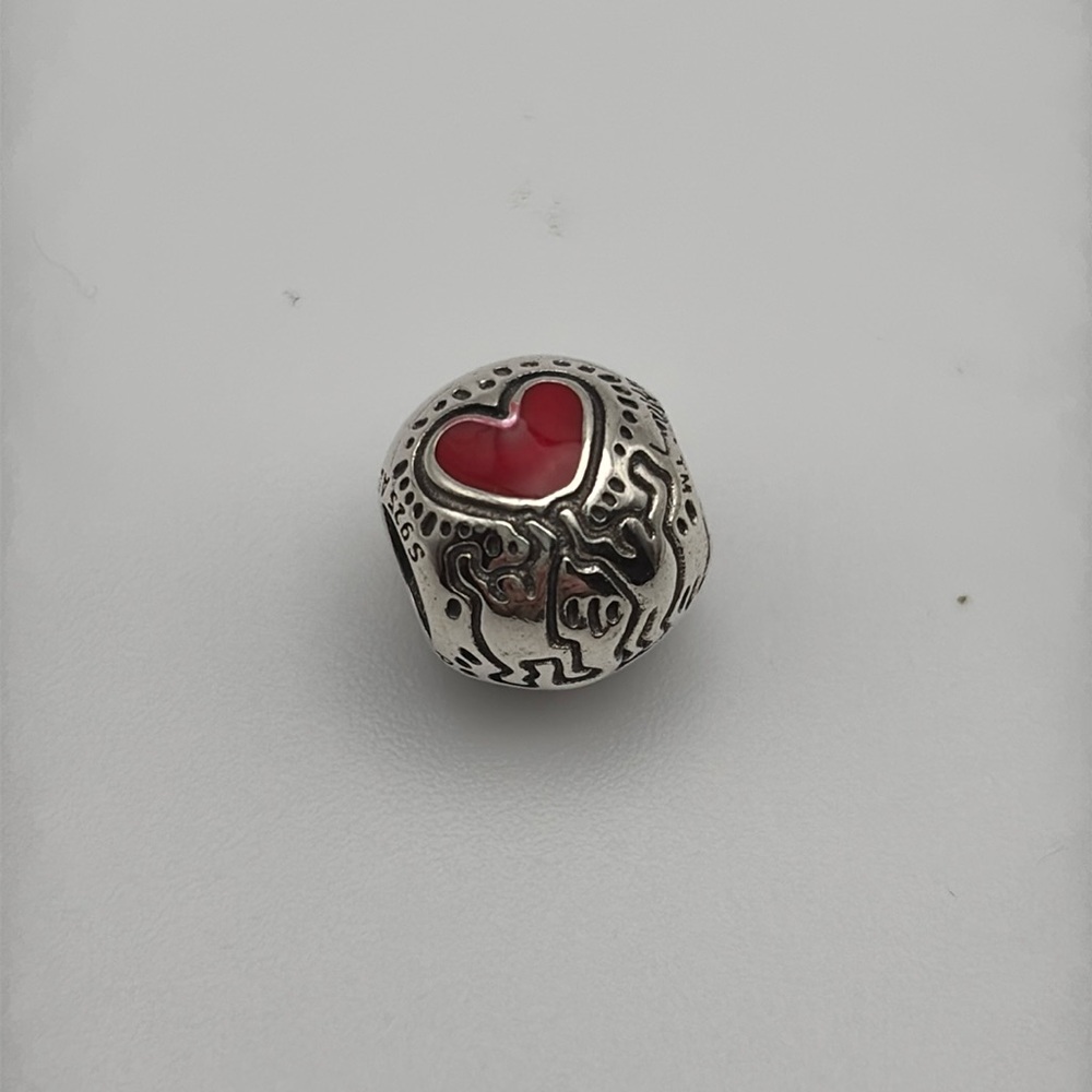 Love & Figures Charm - Silver/Red - Keith Haring inspired